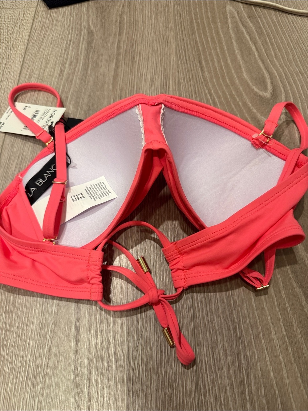 La Blanca Island Goddess Twist Adjustable Bandeau Swim Bikini Top - Coral Reef 6 - Picture 3 of 5